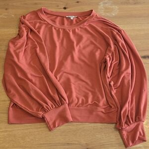 Cozy Casual Coral Sweatshirt Lantern Sleeve | Size L | Lightweight Pullover